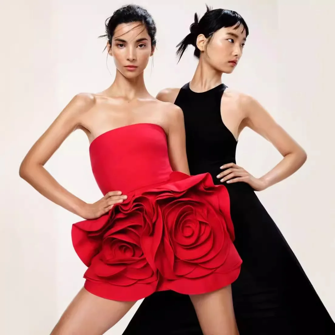 Stylish Stereoscopic Flowers Strapless Glamorous Party Dress - Image 2