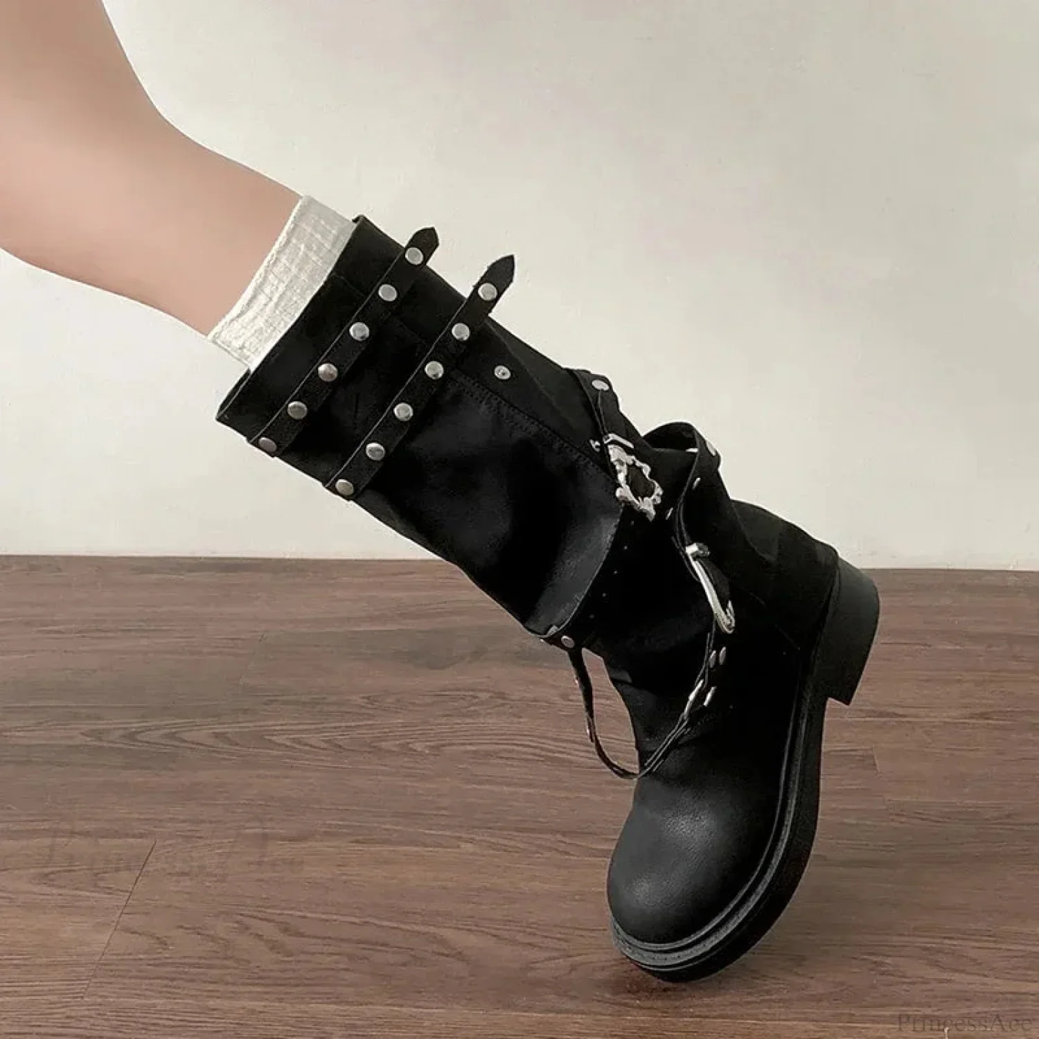 Stylist Rivet Rebel Gothic Tall Heel Platform Boot - Image 3