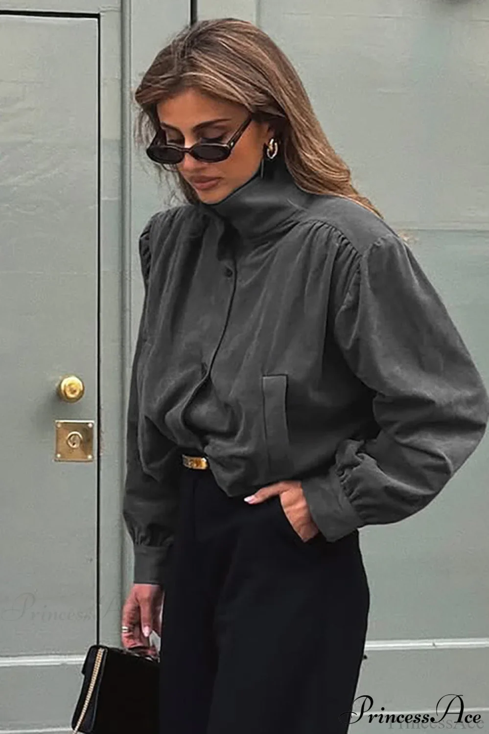 Suede Cardigan Long Sleeve Coat - Image 5