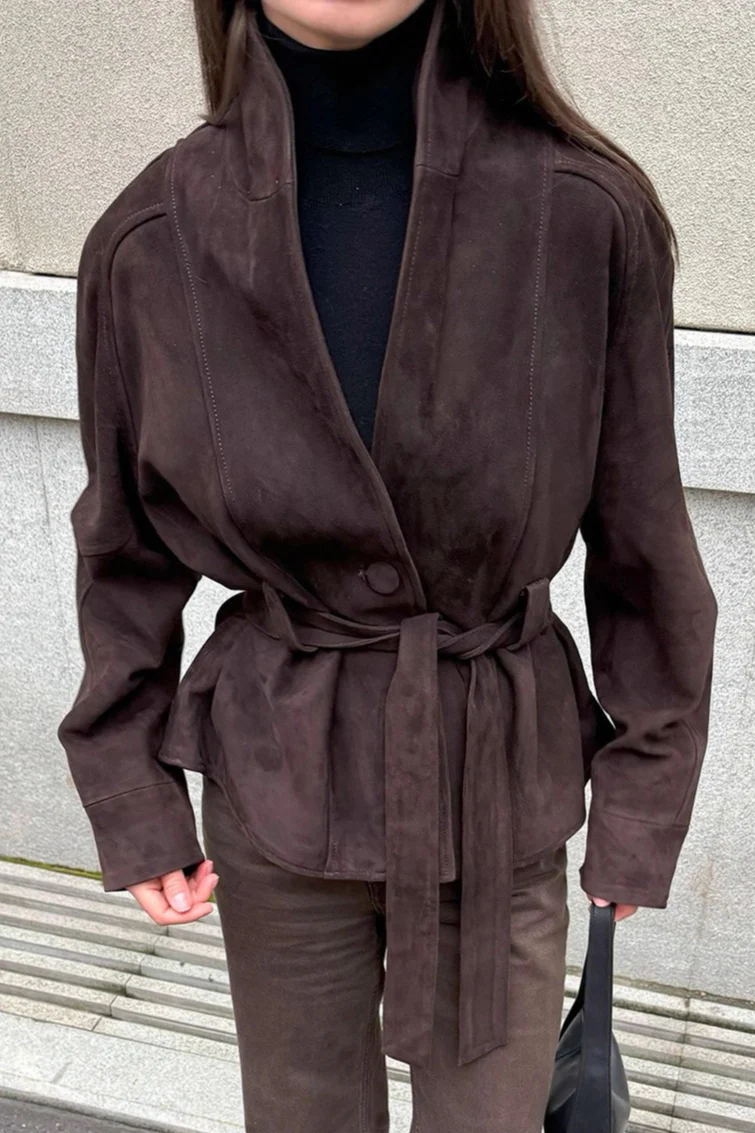 Suede Vintage Long Sleeve Jacket - Image 5