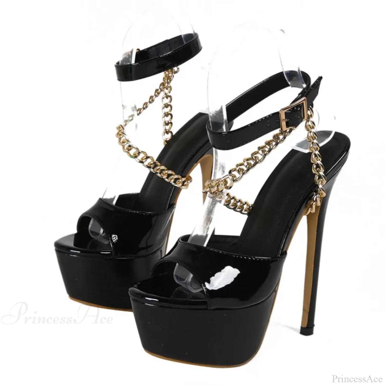 Summer 16CM Super-High Platform Sandals Open-Toe Chain Ankle-Strap Ladies Party Stripper High Heel - Image 4