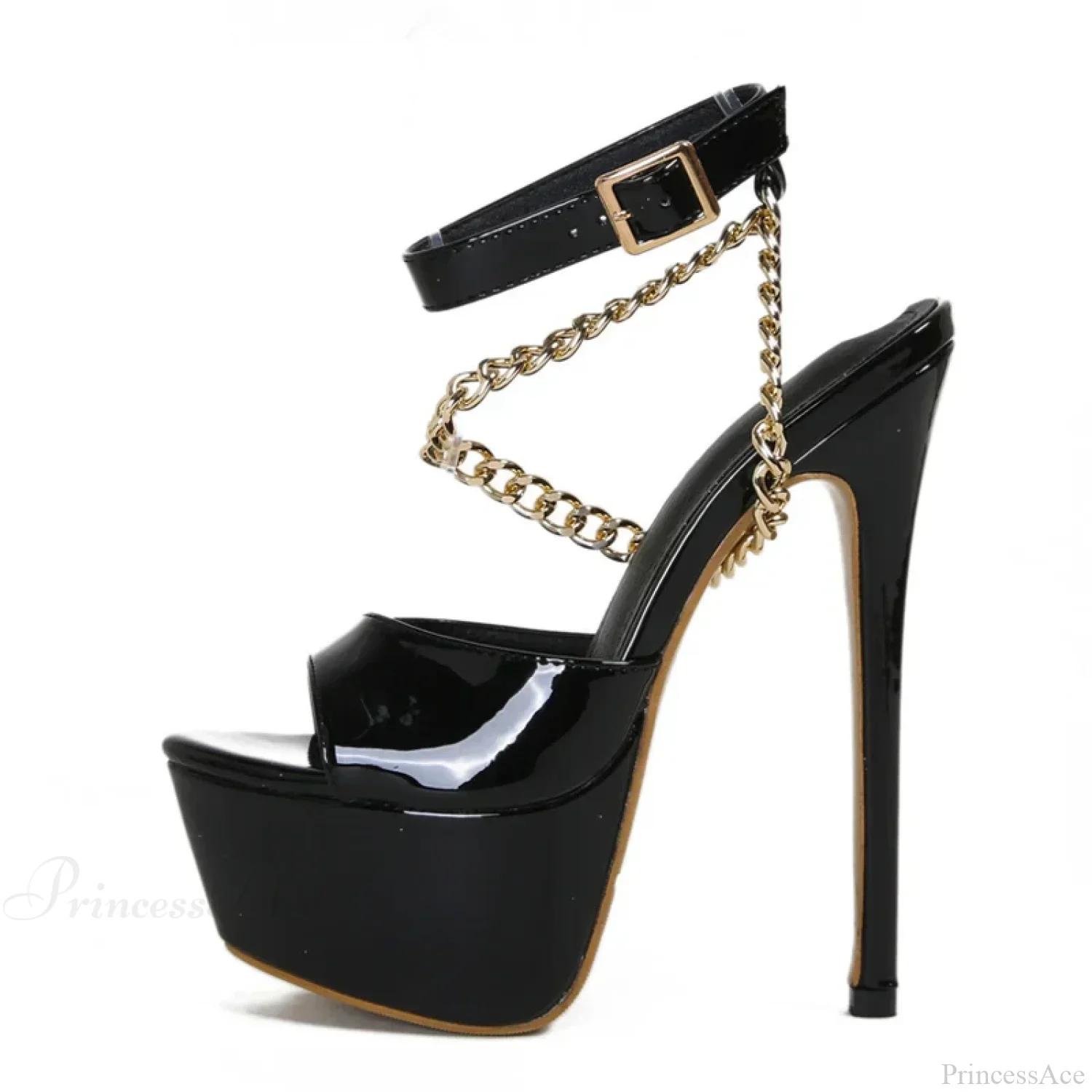 Summer 16CM Super-High Platform Sandals Open-Toe Chain Ankle-Strap Ladies Party Stripper High Heel - Image 5