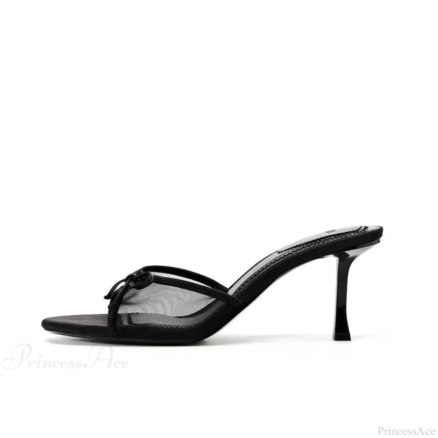 Summer Bow Decorated Mesh Fabric High-heeled Fashion Low Heel Pump - Image 5