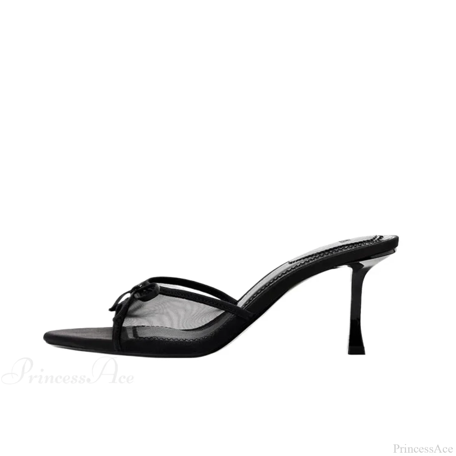 Summer Bow Decorated Mesh Fabric High-heeled Fashion Low Heel Pump - Image 6