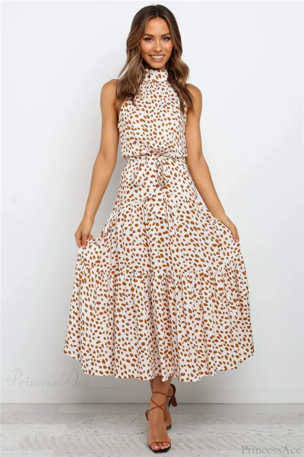Summer Floral Print Halter Neck Beach Floral Dress - Image 14
