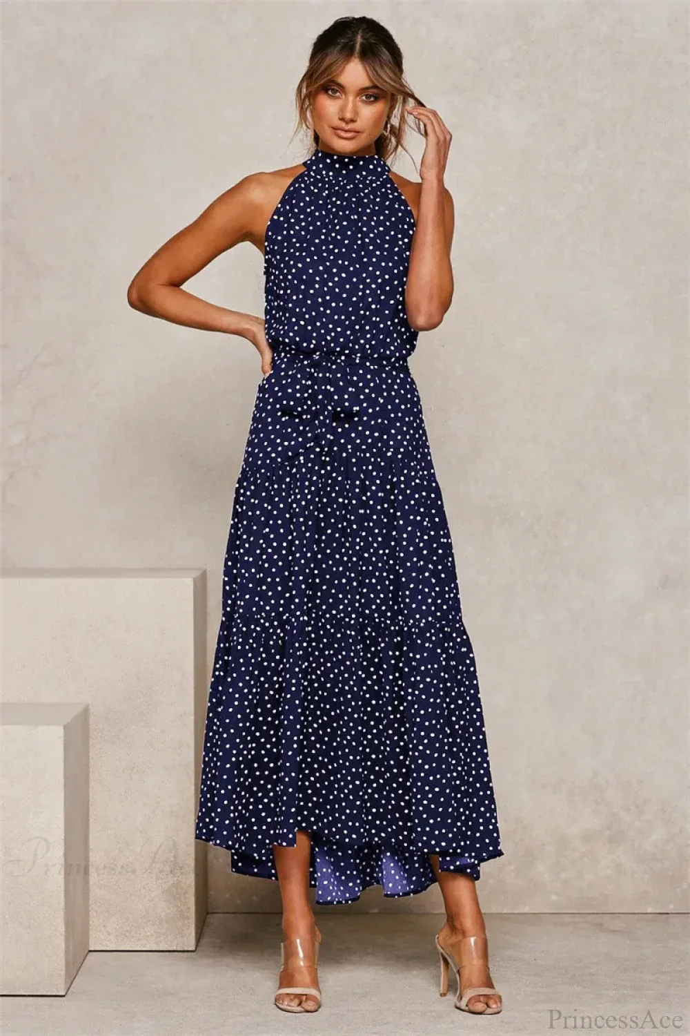 Summer Floral Print Halter Neck Beach Floral Dress - Image 7