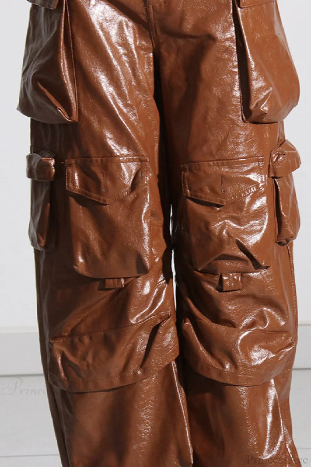 Summer Loose PU Leather Cargo Pants - Image 3