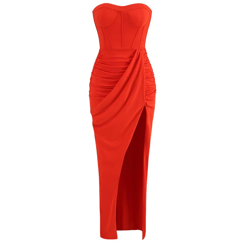 Summer New Women���s Sexy Breast Wrapping Backless Dress Red Party Dress - Image 3