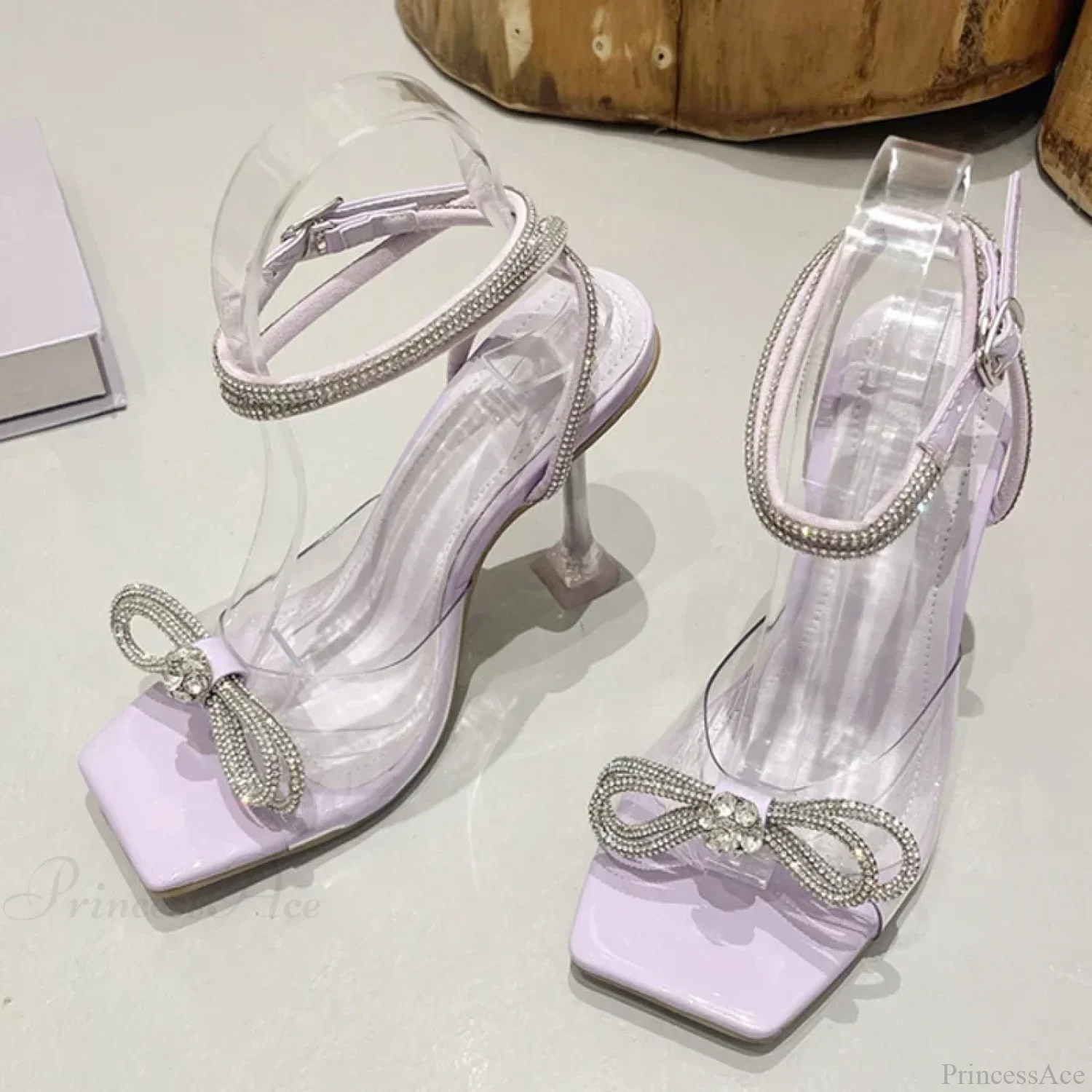 Summer Party Wedding Sandals Crystal Rhinestone Bowknot High Heels Pvc Transparent Pumps High Heel - Image 10