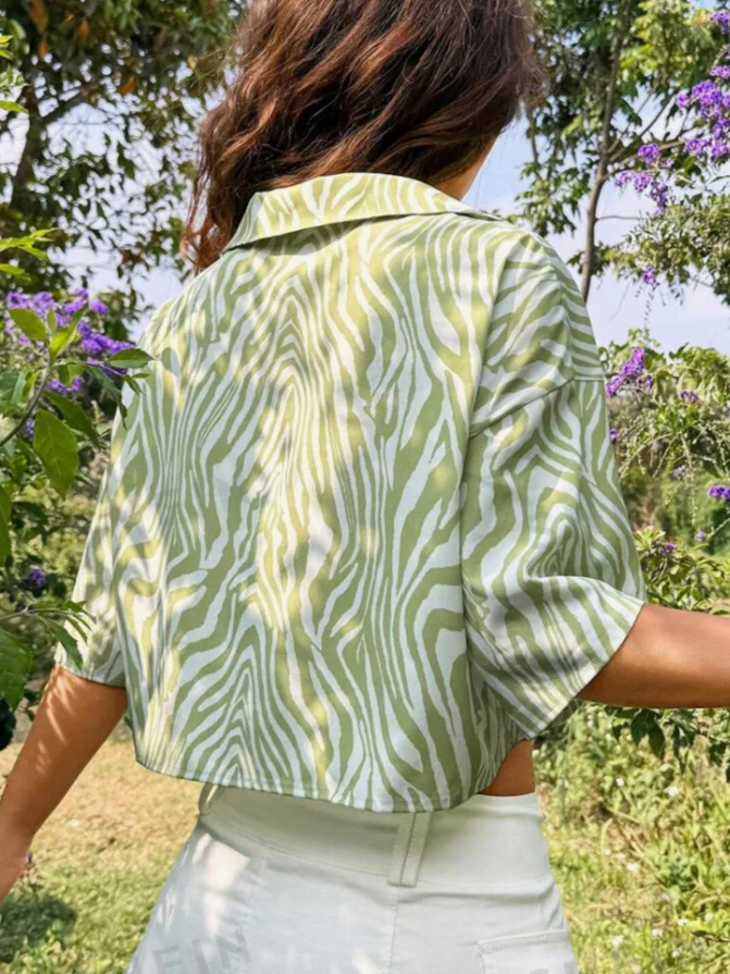 Summer Printed Short Sleeve Blouse - Image 2