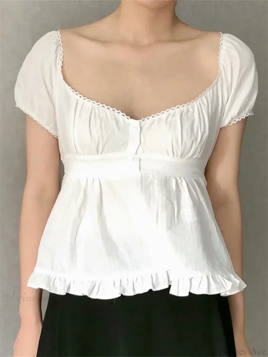 Summer Puff Short Sleeve Square Neck Blouse - Image 2
