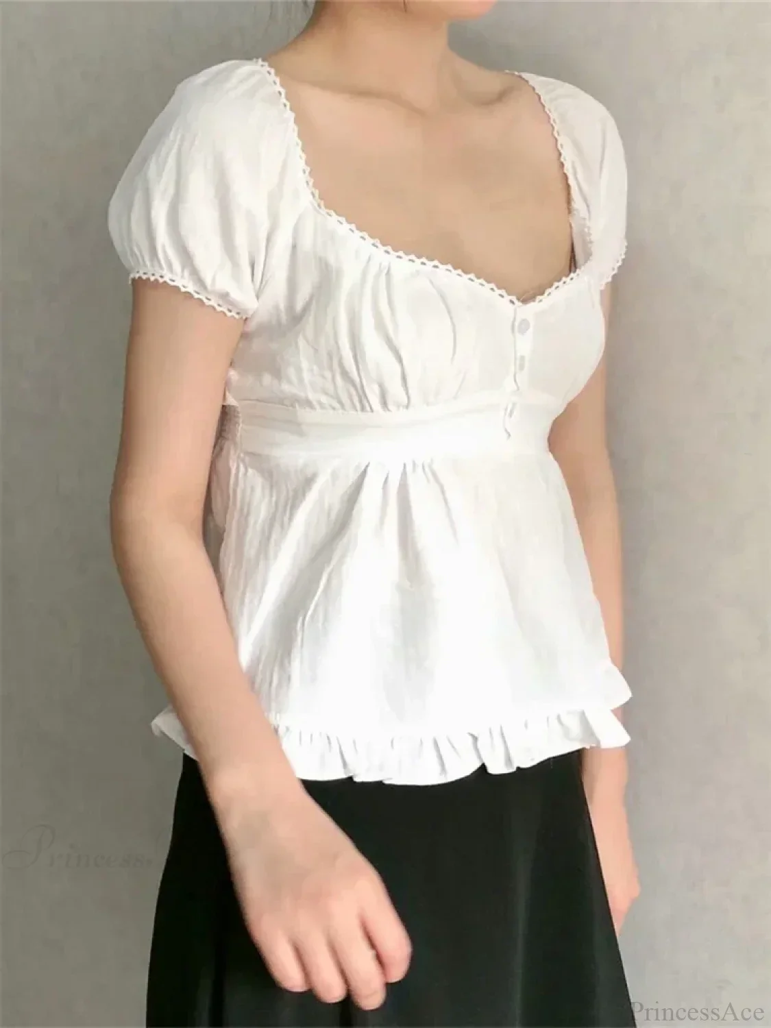 Summer Puff Short Sleeve Square Neck Blouse - Image 3