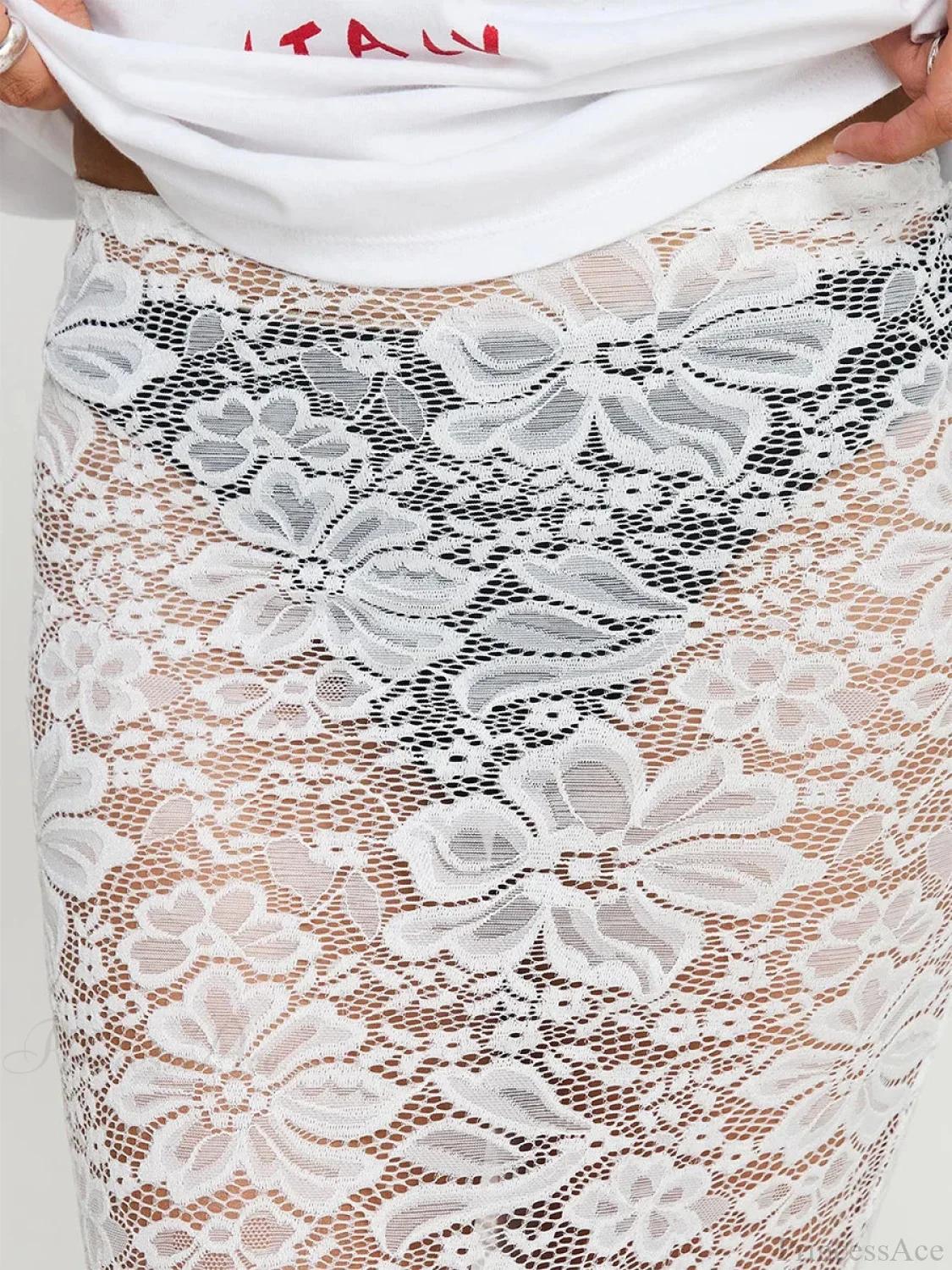 Summer Sexy Sheer Lace Floral Long Skirt Y2K Party - Image 6