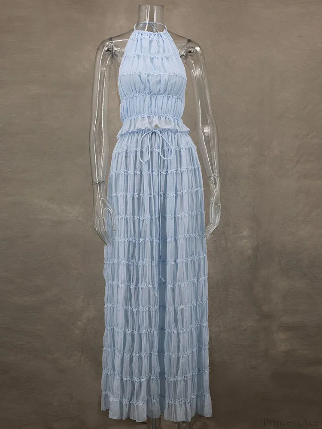 Summer Sexy Sleeveless Backless Top High Waist Skirt Beach Party Dress - Image 9