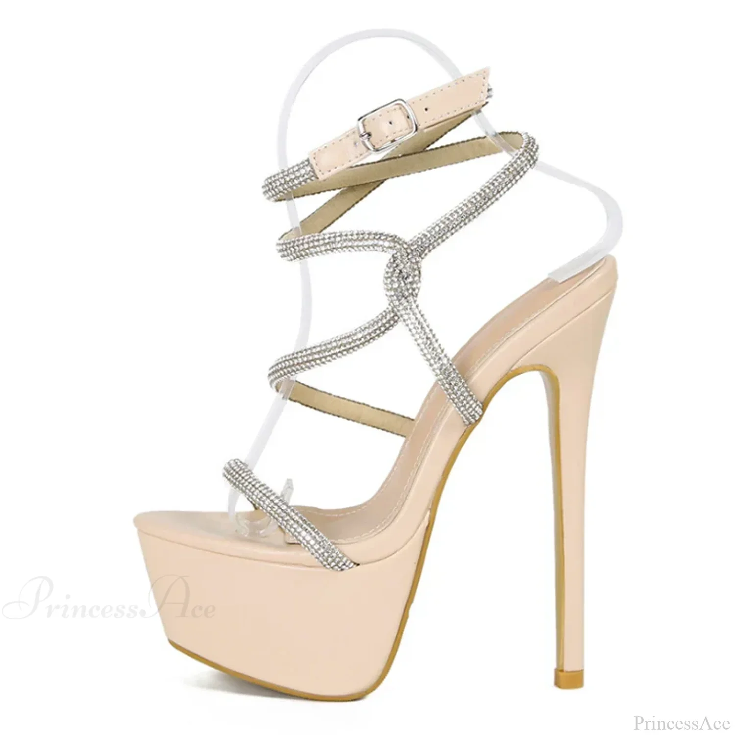 SummerFashion Rhinestone Narrow-Band Sexy Open-Toe Platform High-Heels 16CM Stiletto Party Stripper High Heel - Image 4