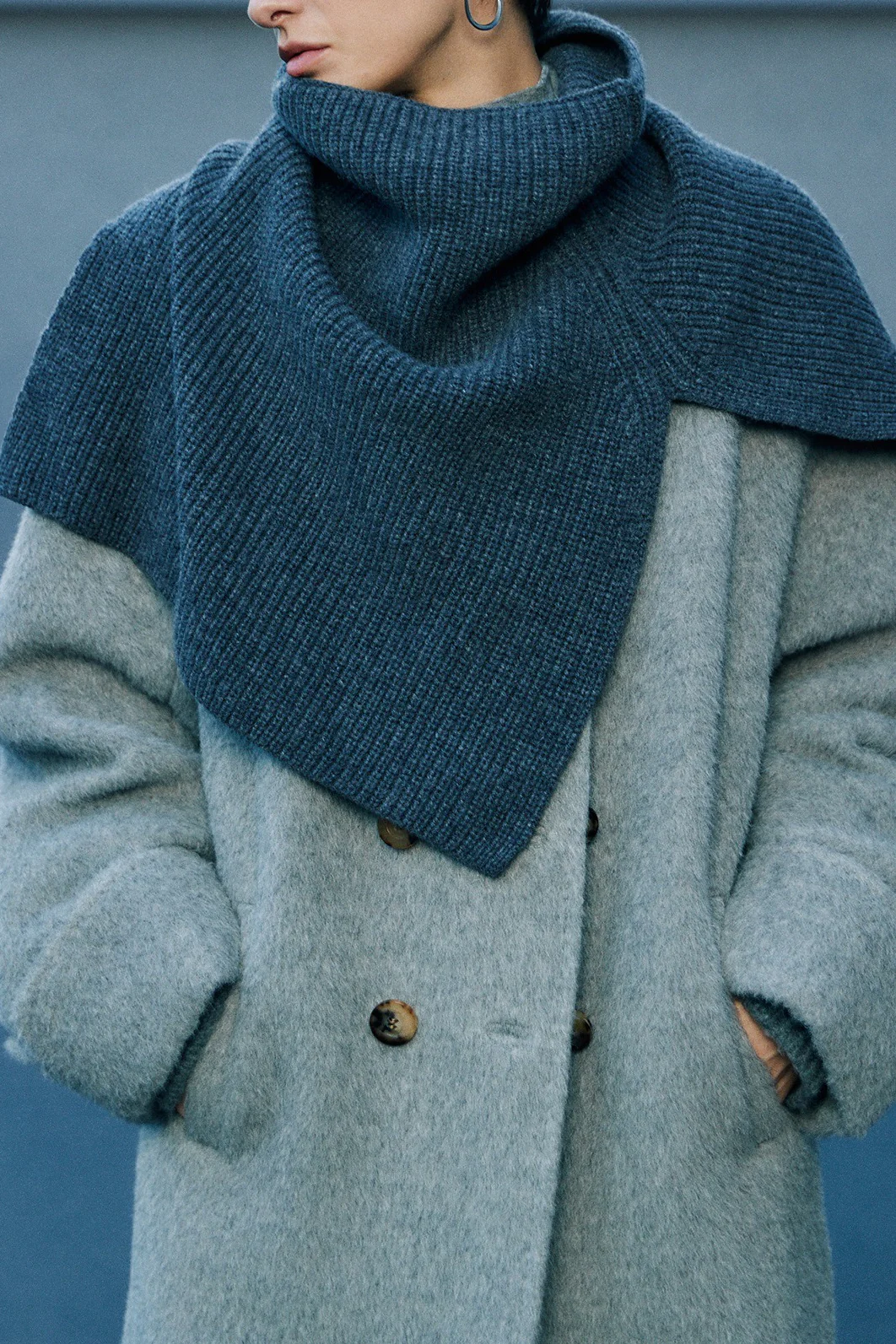 Super Fine Merino Knitted Turtleneck Split Scarf - Image 2