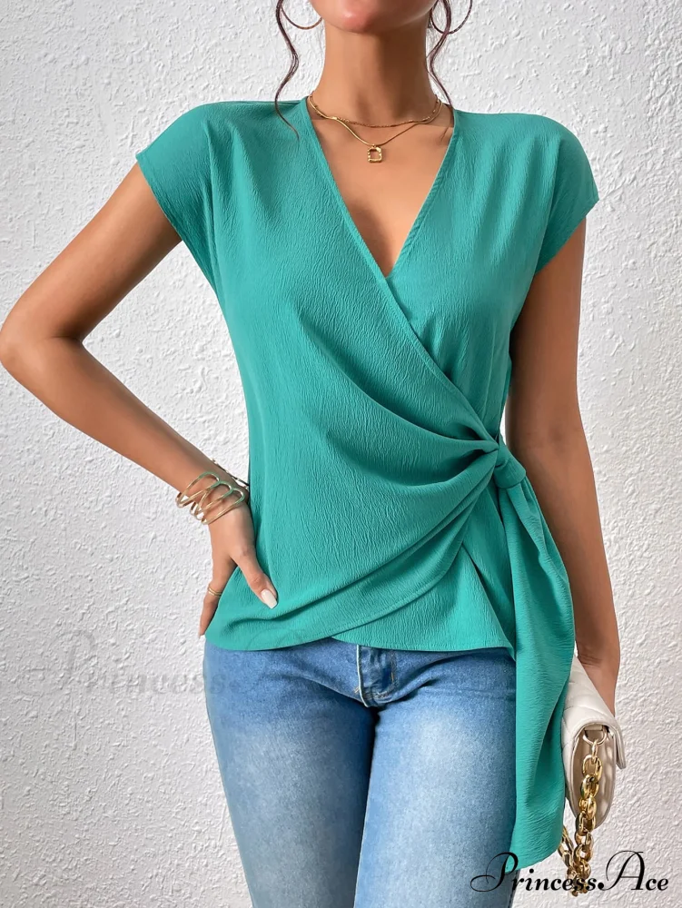 Surplice Brief with Arm Blouse Neck Tie