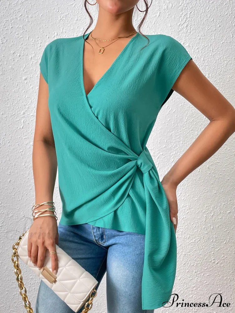 Surplice Brief with Arm Blouse Neck Tie - Image 3