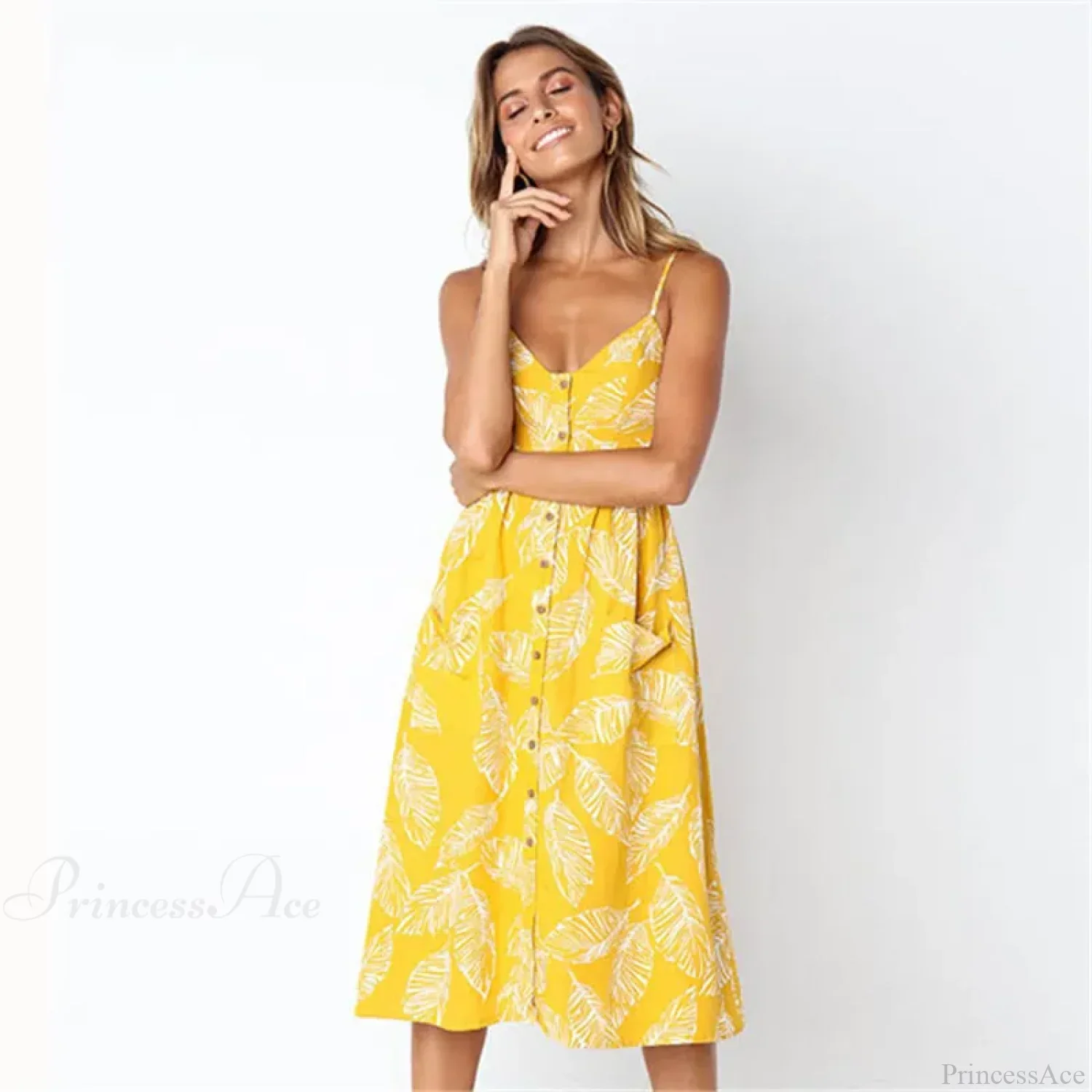 Suspender V-neck Sleeveless Floral Vacation Dress - Image 4