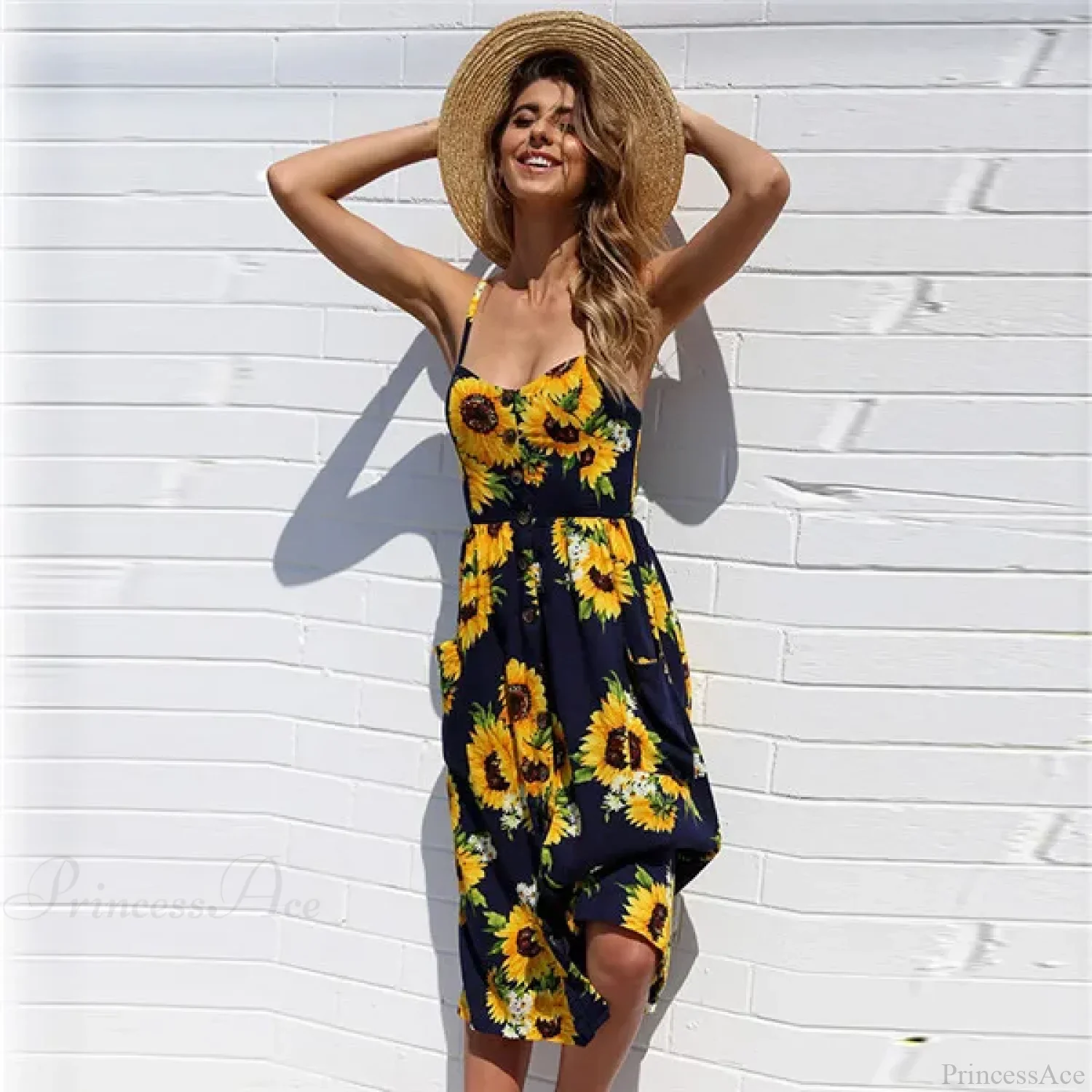 Suspender V-neck Sleeveless Floral Vacation Dress - Image 6
