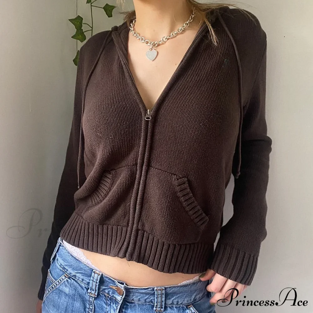 Sweatshirts Hoodies Zip-up Women鈥檚 Long Cardigan Solid Knit Y2K Color Drawstring Casual Sweaters Arm Clothing - Image 6