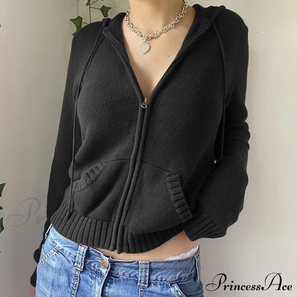 Sweatshirts Hoodies Zip-up Women鈥檚 Long Cardigan Solid Knit Y2K Color Drawstring Casual Sweaters Arm Clothing - Image 7