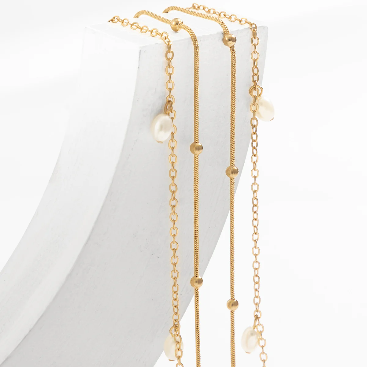 Sweet Cool Stackable Faux Pearl Metal Waist Body Chain - Image 4