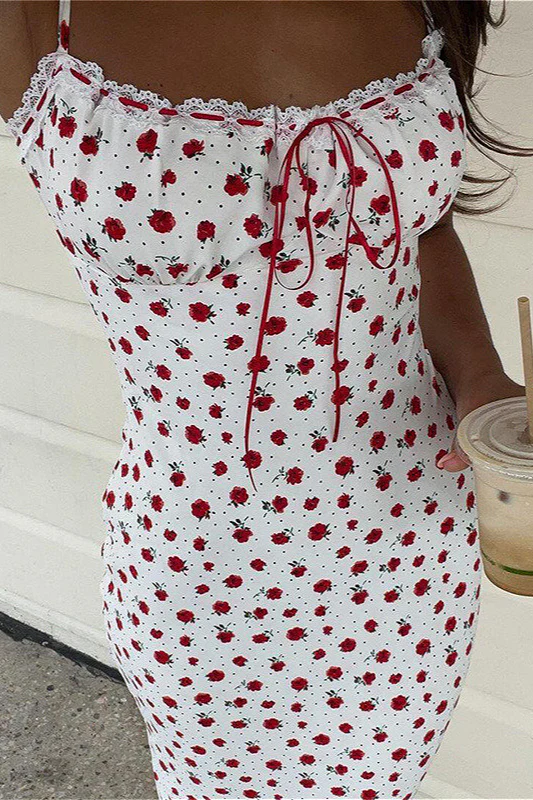 Sweet Corded Lace Cami Floral Dress - Image 2