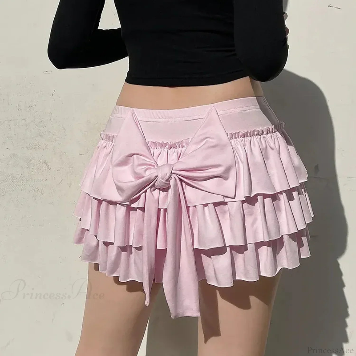 Sweet Low-Waist Pink A-Line Skirt - Image 2