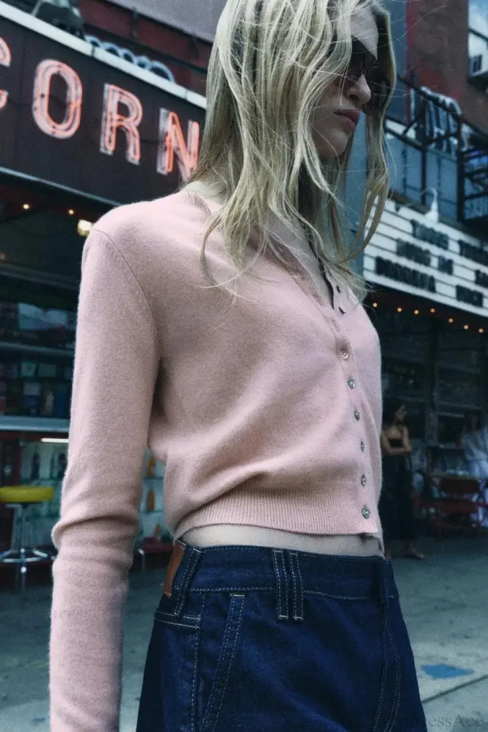 Sweet Pink Round Neck Short Cardigan - Image 2