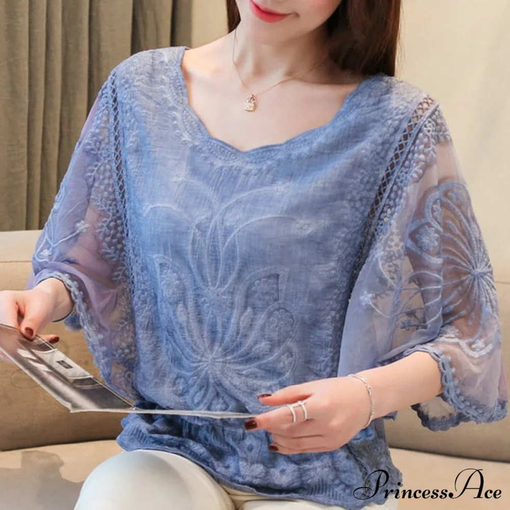 Sweet Spring Lace Fashion and Women's Warm-Season Out Hollow White Blouse Top - Image 3