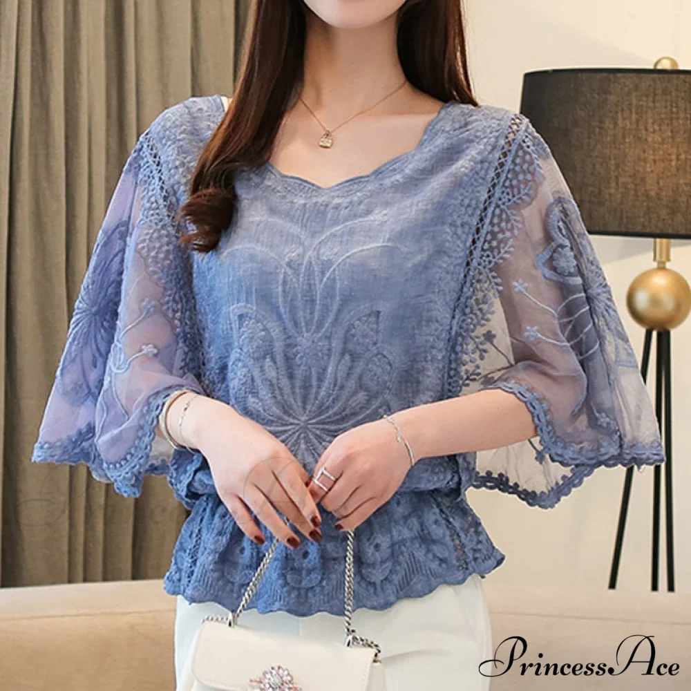 Sweet Spring Lace Fashion and Women's Warm-Season Out Hollow White Blouse Top - Image 4