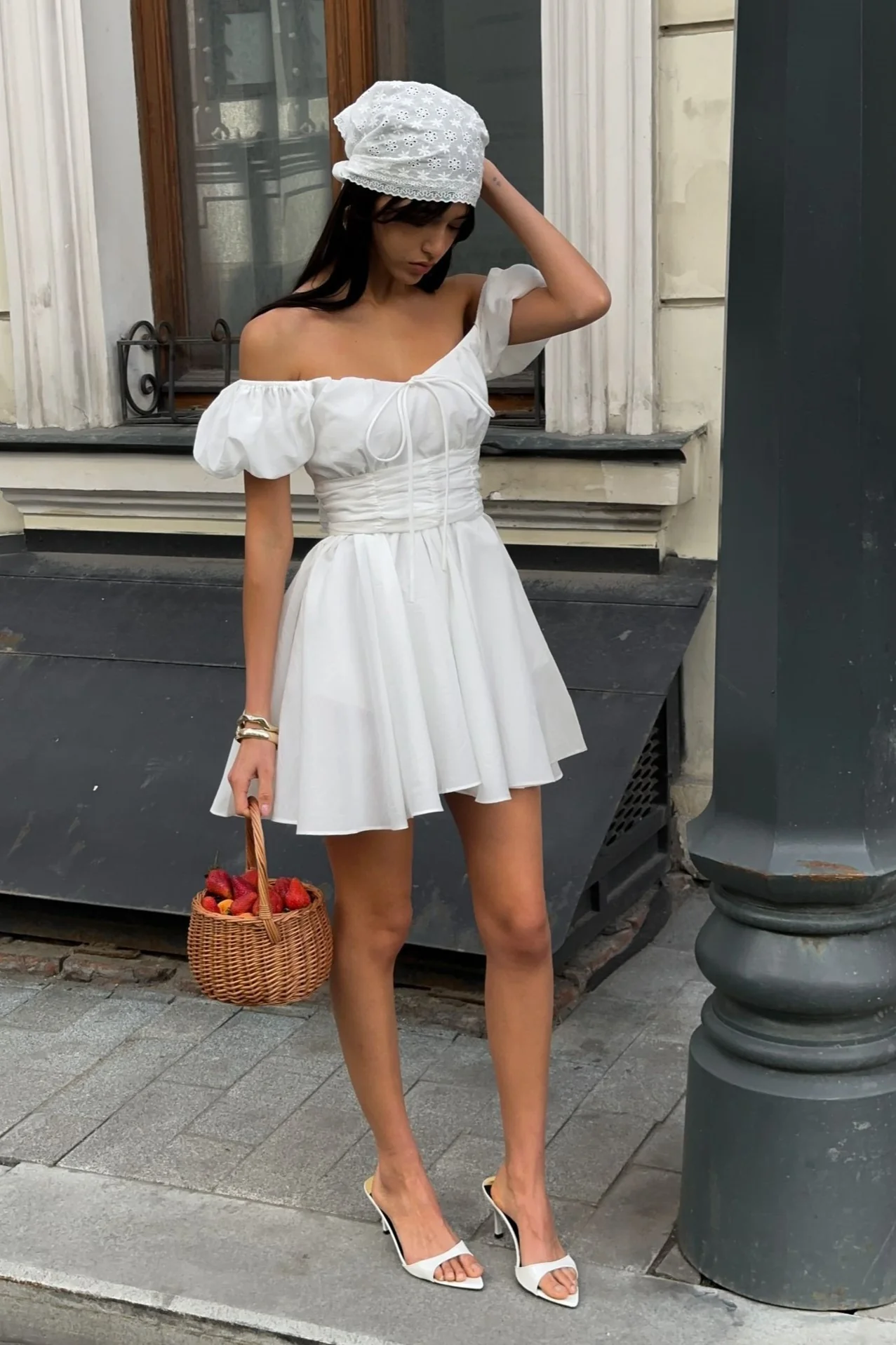 Sweet White Off Shoulder A-Line Boho Dress - Image 4