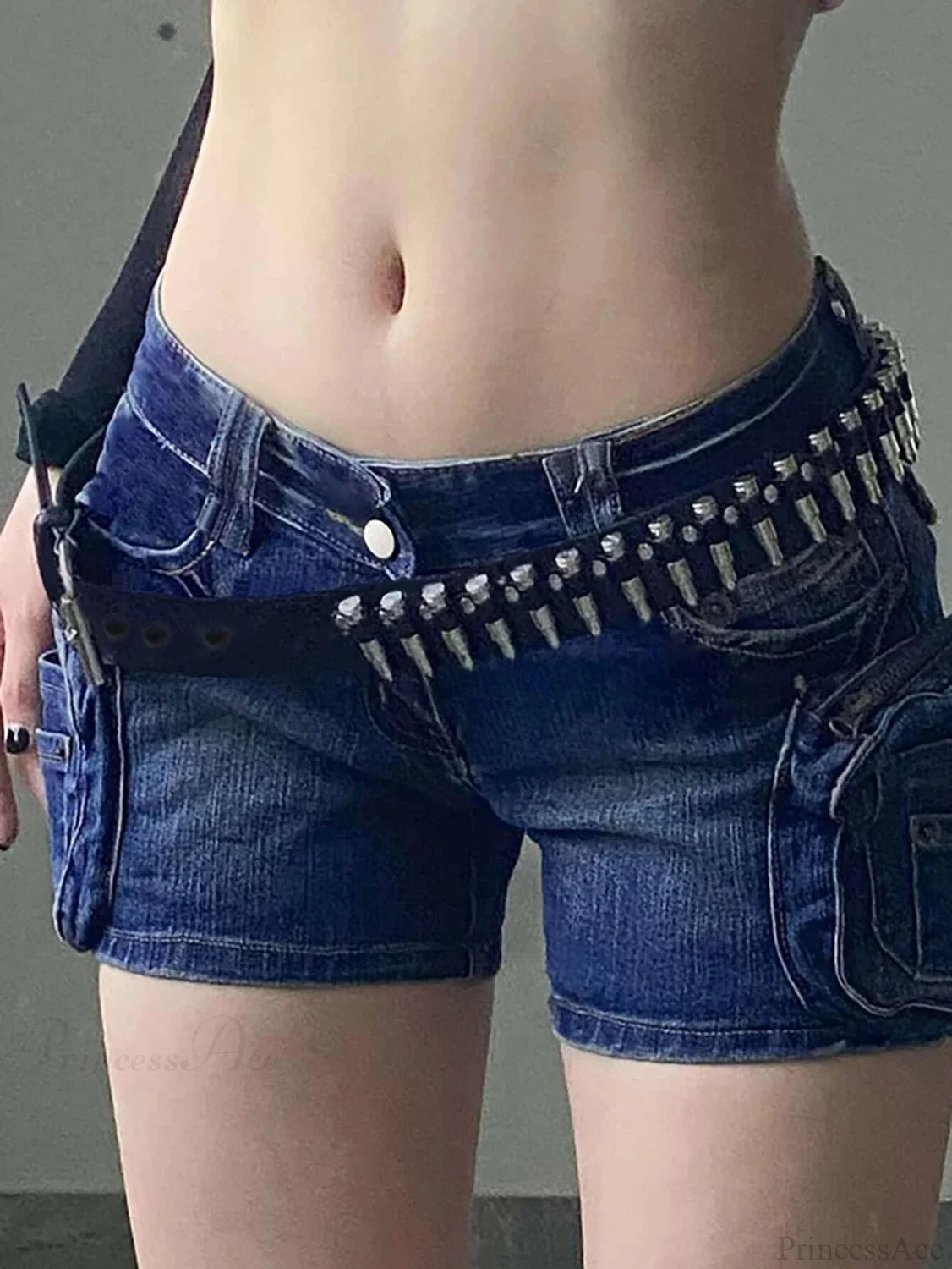 Synonyms Leather Gothic Bullet Decor Waistband Belt - Image 3
