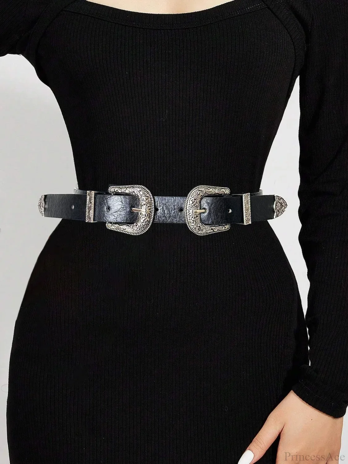 Synonyms Leather Gothic Bullet Decor Waistband Belt - Image 5