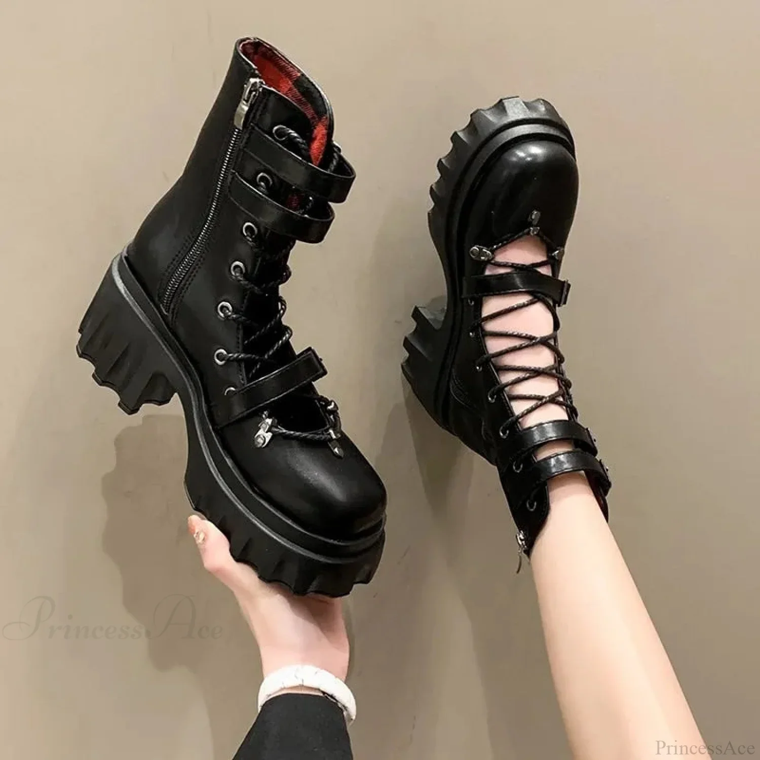 Synthetic Leather Gothic Stud Sandal - Image 4