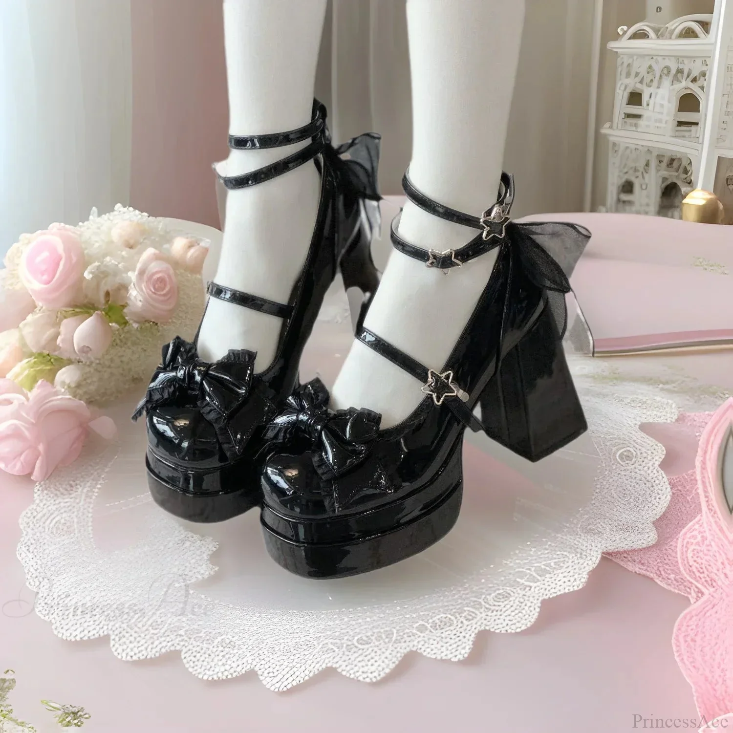 Synthetic Leather Lolita Gothic Tall Heel - Image 2