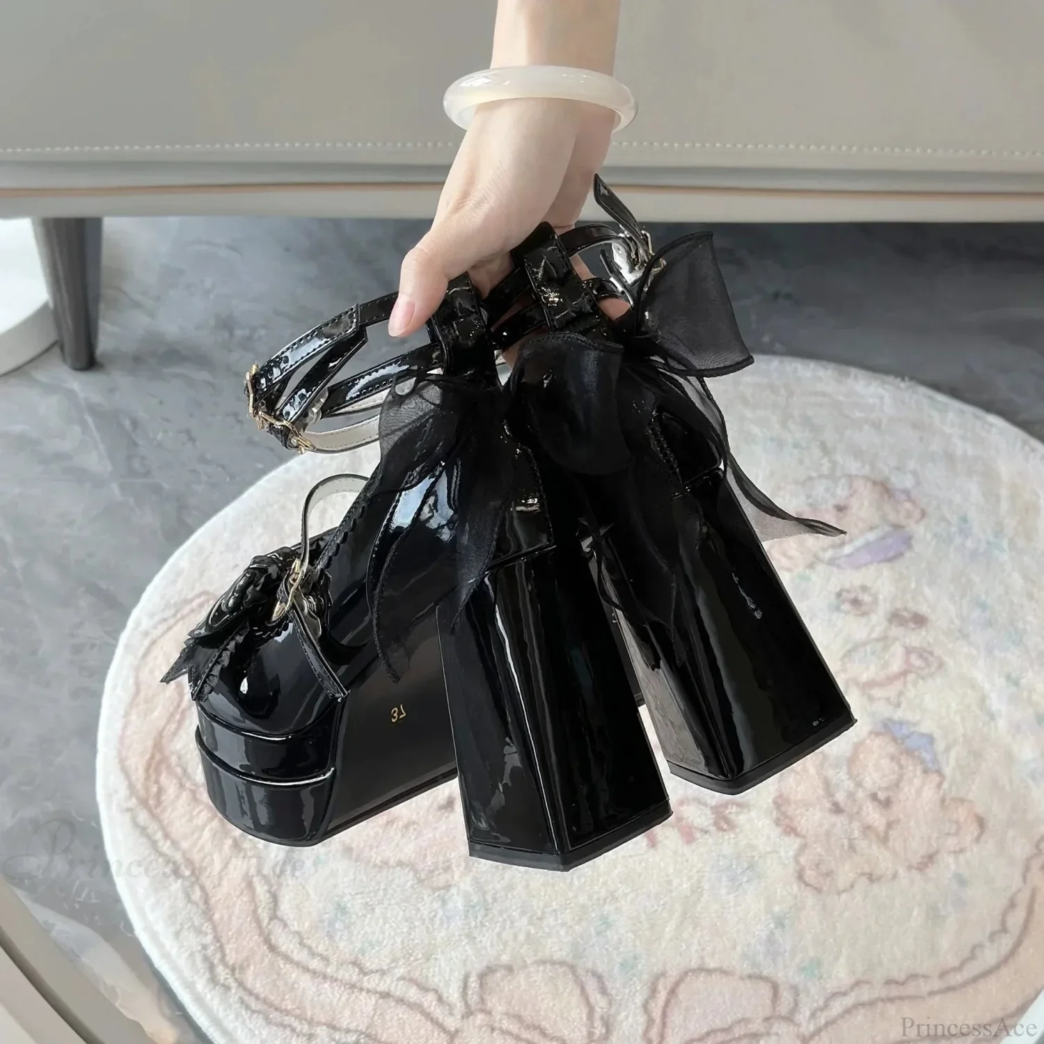 Synthetic Leather Lolita Gothic Tall Heel - Image 3