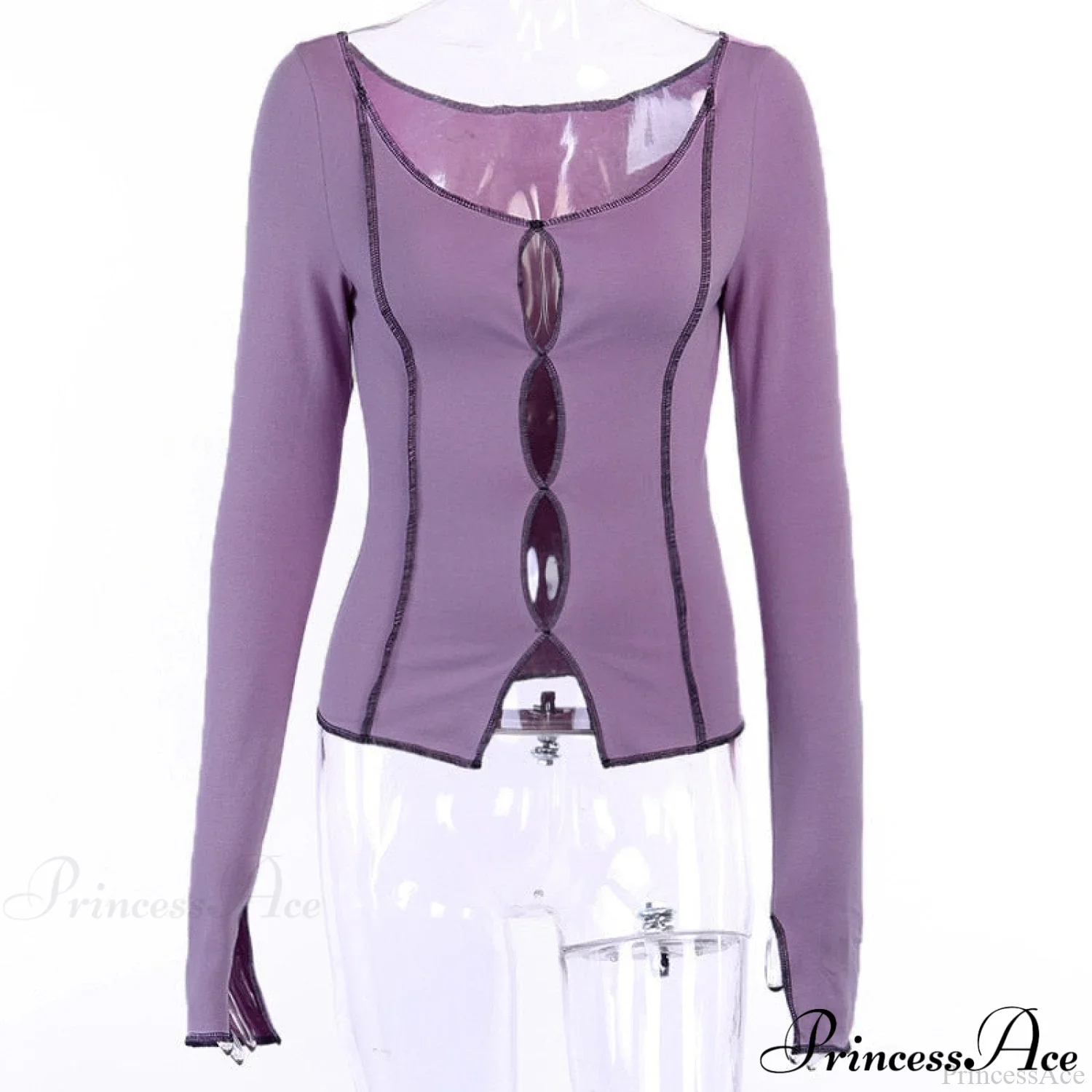 T-Shirt Arm Long for Hollow Top O-Neck Spring Casual Solid Out Women - Image 4