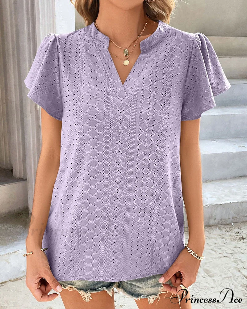 T-shirt Ruffle with V-neck Sleeves - Image 11