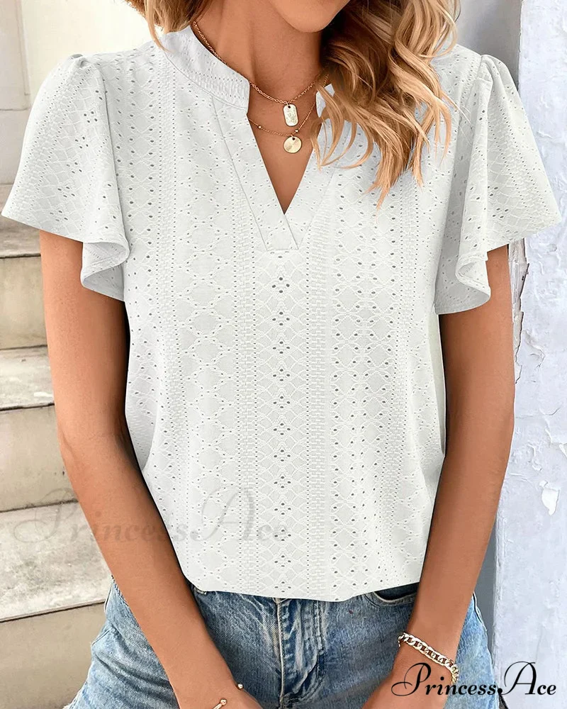 T-shirt Ruffle with V-neck Sleeves - Image 13