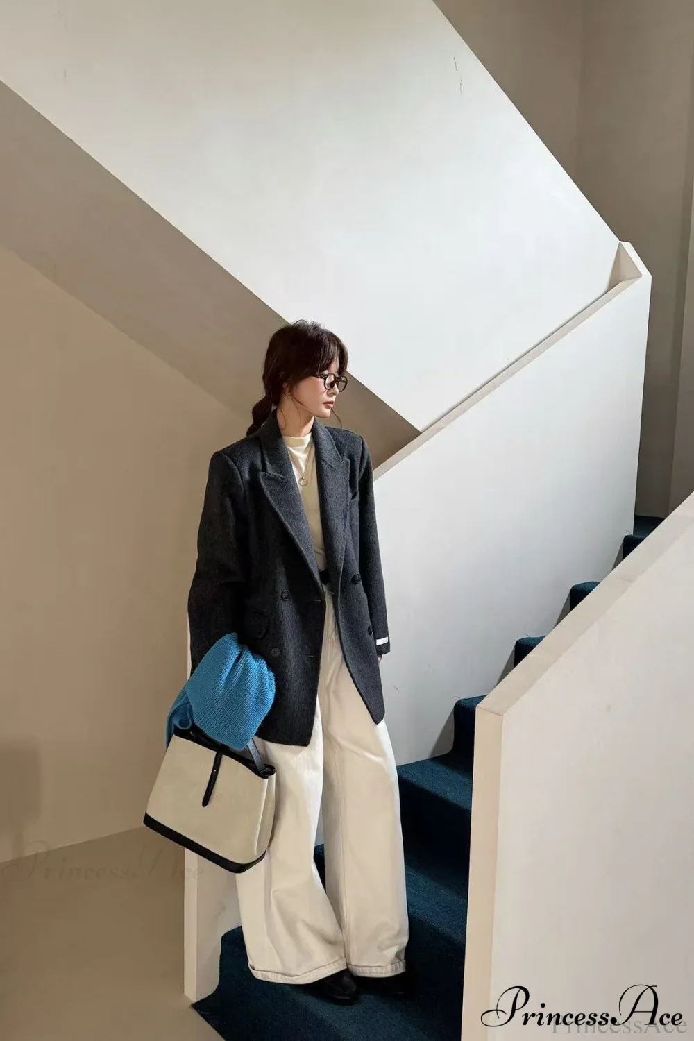 Tailored Collar Double-Face Wool Midi Coat - Image 8