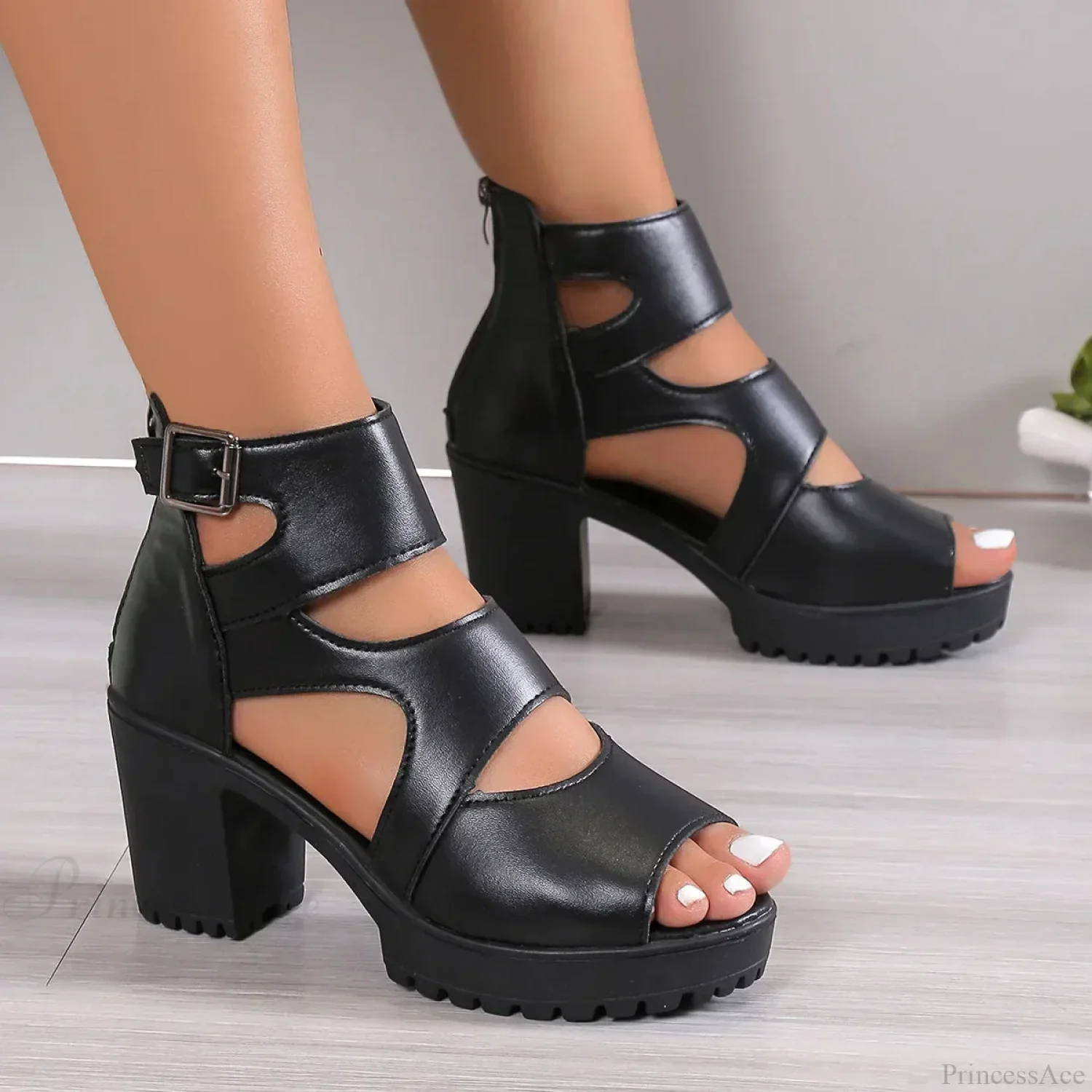 Tall Heel Dark Platform Sandal - Image 3