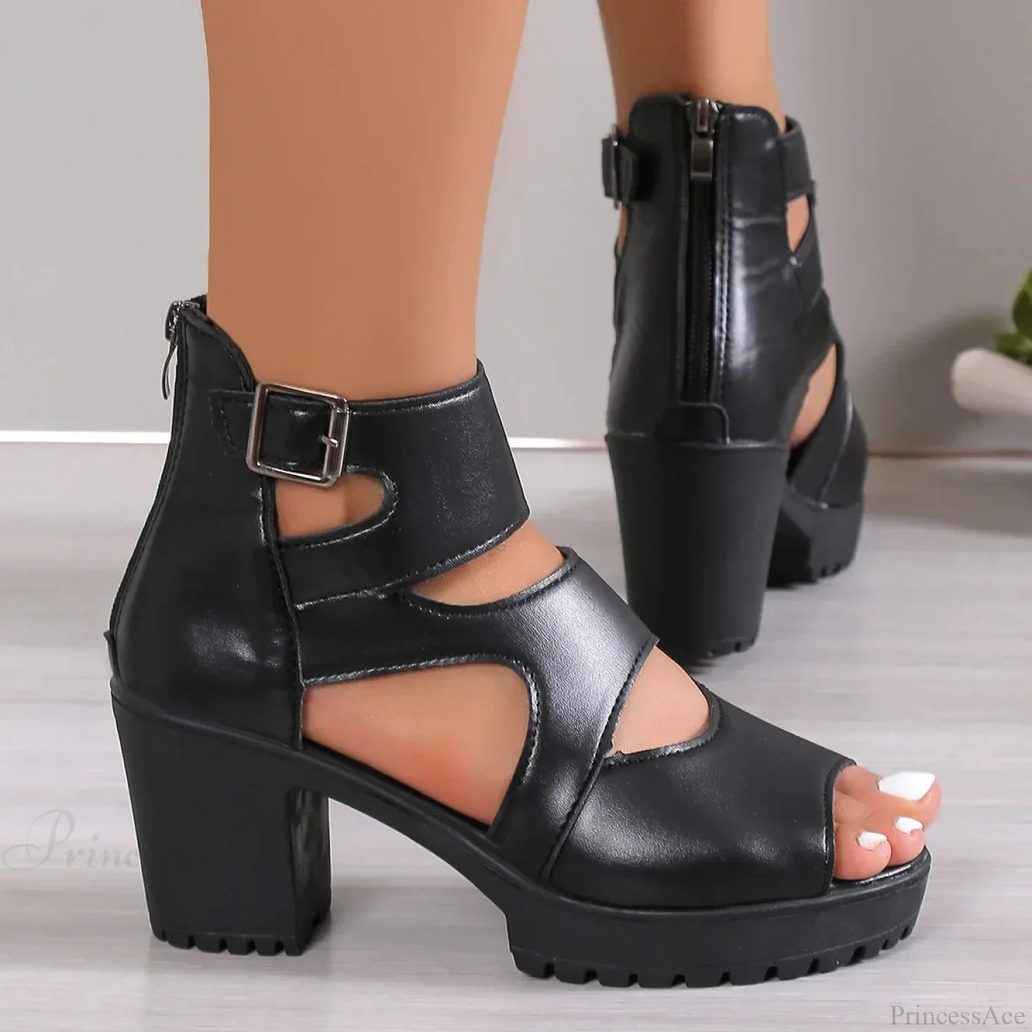 Tall Heel Dark Platform Sandal - Image 5