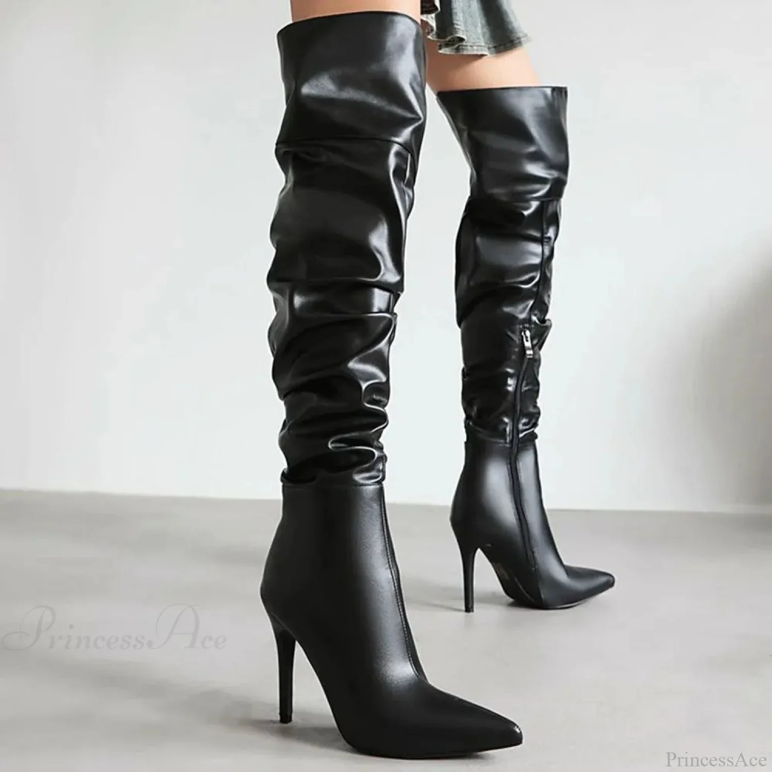 Tall Stiletto Zipper Gothic High Heel Boot - Image 4