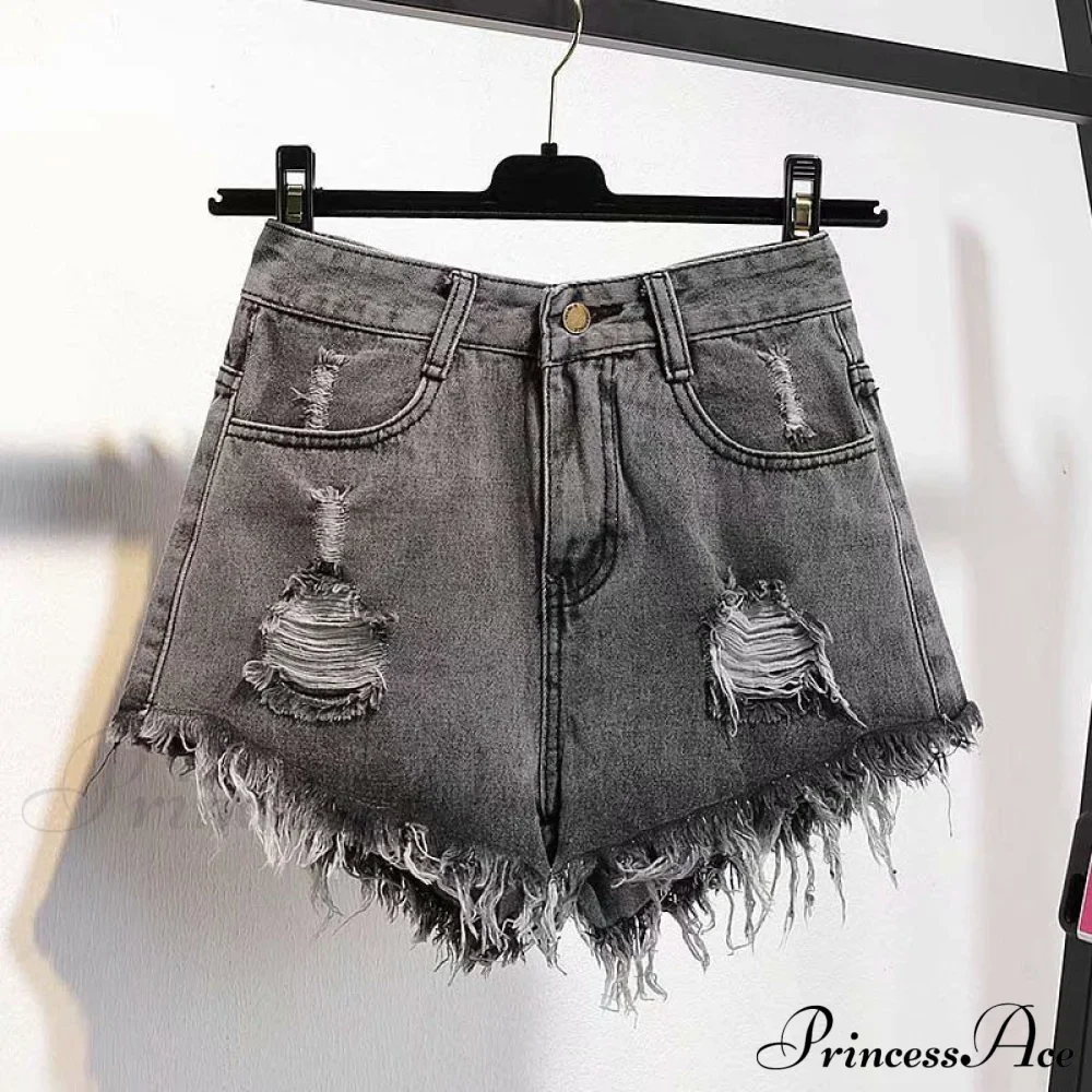 Tassel Detail Shorts Waist High and Denim with for Pockets Women - Image 10
