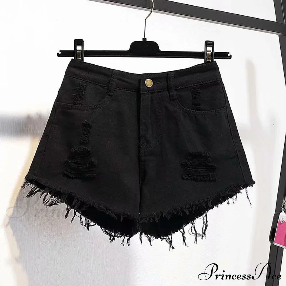 Tassel Detail Shorts Waist High and Denim with for Pockets Women - Image 11