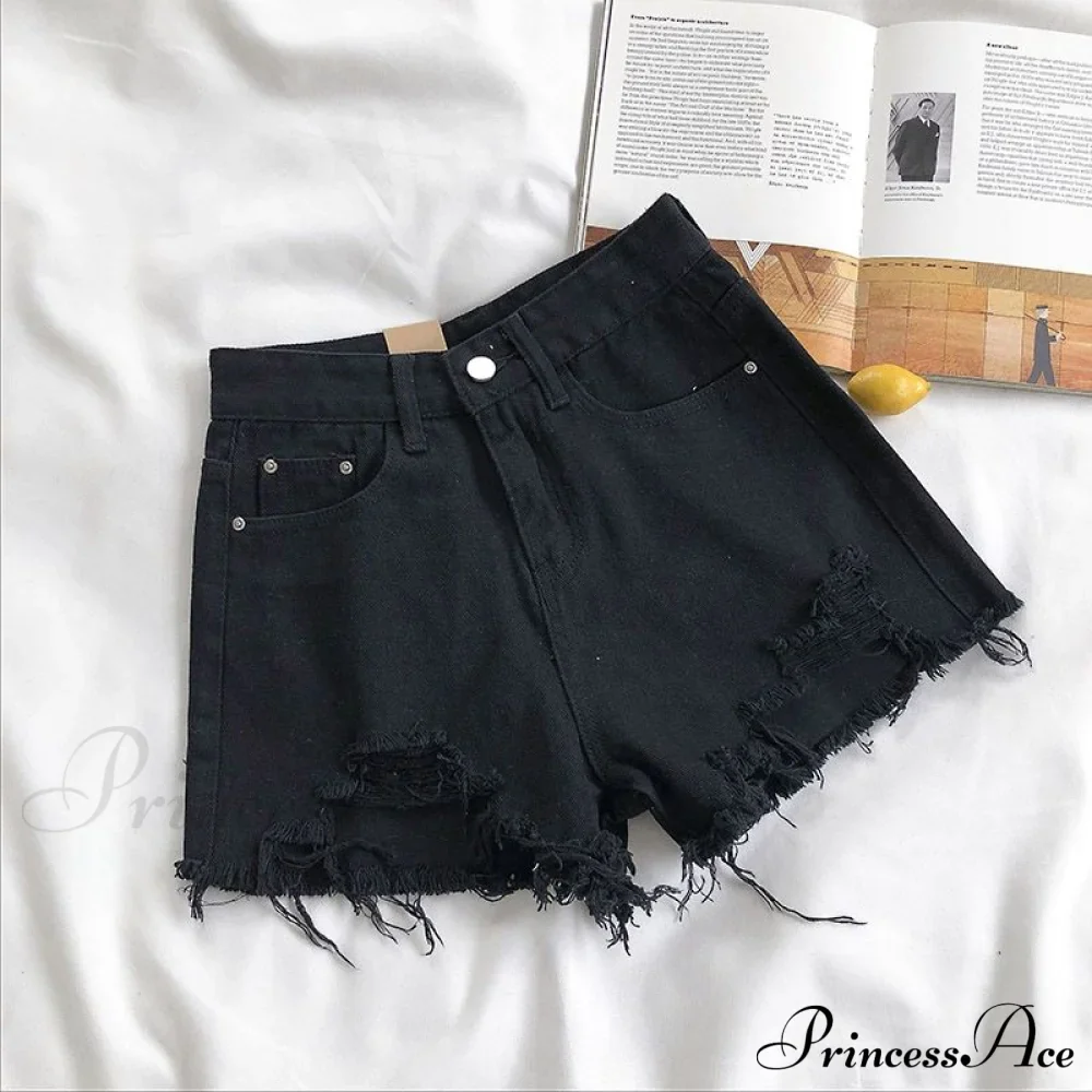 Tassel Detail Shorts Waist High and Denim with for Pockets Women - Image 6