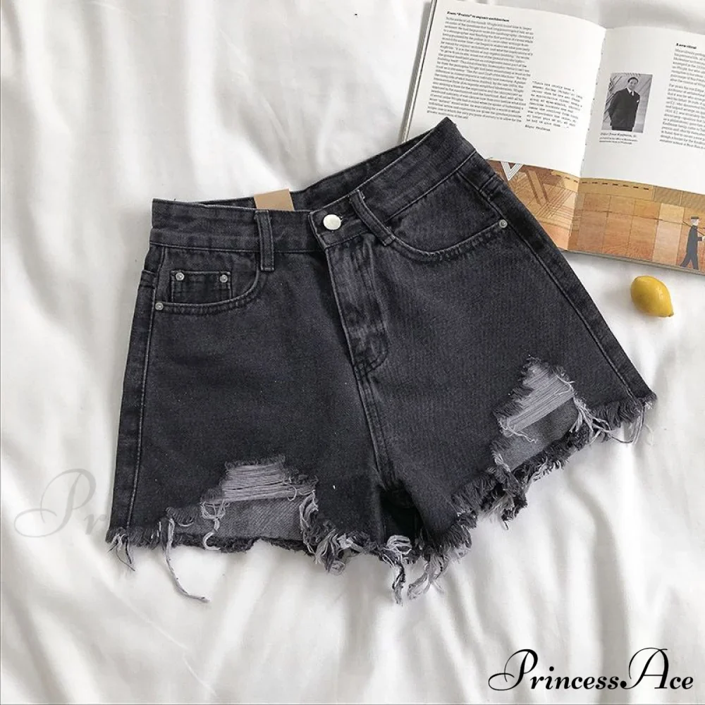 Tassel Detail Shorts Waist High and Denim with for Pockets Women - Image 8