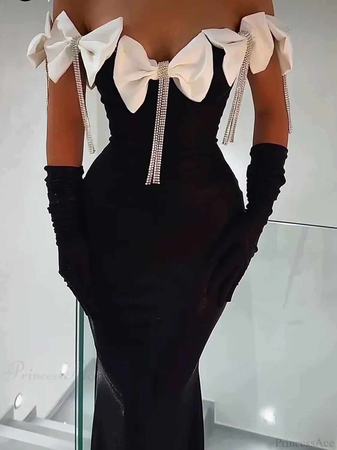 Tassel White Bows Off-The-Shoulder Party Dress - Image 2